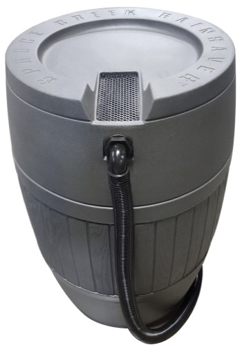 Back-View of Green RainSaver Rain Barrel by Poly-Mart