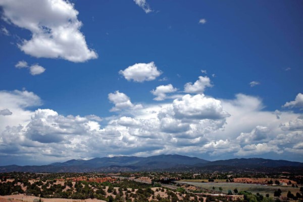 Beautiful Spring Clouds and Blue Sky in Santa Fe, New Mexico