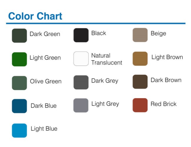 Water Harvesting Tank Color Chart