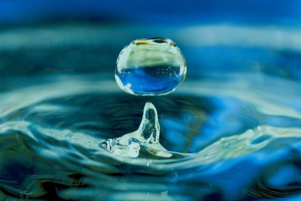 Droplet of Water Rising from Water Ripple